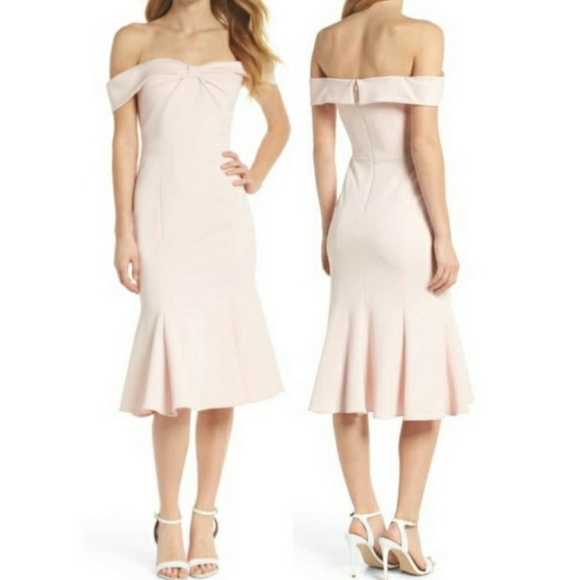 Gal Meets Glam Tyler Off the Shoulder Dress Blush Pink SZ 14 - Picture 1 of 8